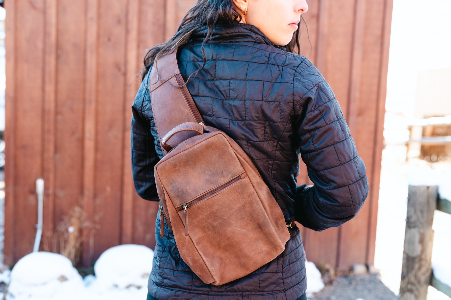 Brown leather bag from the fair trade boutique collection